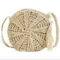 Yogodlns Women Straw Bags Bohian Rattan Fe Beach Handbag Circle Lady Wen Crossbody Bag Handmade Round Intted Bag Bolso