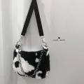 Design Elnt Cow Pattern Armpit Bag For Ladies F Fur Women Chain Oulder Crossbody Bags Soft H Girls Handbags