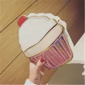 Creative Style Woman Hamburger Ice Cr Oulder Bags Cupcae Pu Chains Bags Cute Hamburger Pop Fries Mesger Bags