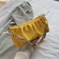 Chains Oulder Bag For Women Pleated Cloud Bags Soft Pu Baguette Bag Solid Cr Handle Bag Fe Ng Sml Totes