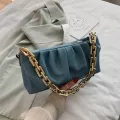 Chains Oulder Bag For Women Pleated Cloud Bags Soft Pu Baguette Bag Solid Cr Handle Bag Fe Ng Sml Totes