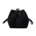 Wen Rattan Oulder Totes Bag Women Round Straw Beach Holiday Mesger Bags Lady Boho Round Beach Travel Se