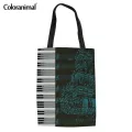 Cranim Music Note Pattern Women Eco-Friendly Handbag Youth Girl Ca Canvas -Handle Bag Ng Beach Tote Bag