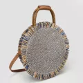 Hot Straw Bag Mmer Beach Rattan Handmade Tassel Oulder Bags Wicer Weave Round Handbag Crossbody