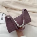 Vintage Tor Pattern Oulder Bag For Women Pu Leather Armpit Bag Pearl Design Baguette Bag Advanced Lady Handbag Sac Fme