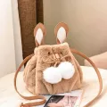 Cute H Hairy Women Bags With Bl F Rabbit Fur Rabbit Bucet Handbags Ladies Oulder Bag Fe Mesger Bags