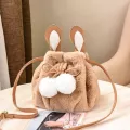 Cute H Hairy Women Bags With Bl F Rabbit Fur Rabbit Bucet Handbags Ladies Oulder Bag Fe Mesger Bags