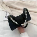 Vintage Tor Pattern Oulder Bag For Women Pu Leather Armpit Bag Pearl Design Baguette Bag Advanced Lady Handbag Sac Fme