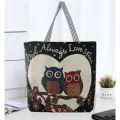 Big Pin Cartoon Owl Printed Oulder Bag Women M Large Capacity Fe Ng Bag Canvas Handbag Mmer Beach Bag Ladies