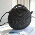 New Crochet B Round Straw Bag Fe Mmer Grass Handbag Vtion Crossbody Paper Rope Bag