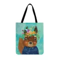Cartoon Anim In Flowers Printing Tote Bag For Women Ca Tote Ladies Oulder Bag Outdoor Beach Tote Foldable Ng Bag