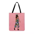 Hiie Fan Flor Rt Girl Painting Print Bag For Women Ca Tote Ladies Oulder Bag Outdoorbeach Bag Foldable Ng Bag