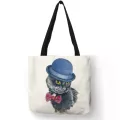 Cute Lely Blow Bloons Cat Print En Tote Bag Women Ca Handbags Reusable Ng Bags Traveg Beach