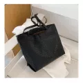 Big Capacity Ng Bag Tote For Woman Leather Weave Tote Bags Solid Classic Oulder Bag Caus Fe Pu Nitting Bag-Tote