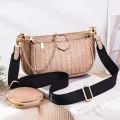 3 Pcs Set Women Handbag Pu Tor Pattern Oulder Mesger Bags Fe Baguette Bag Se Ladies Travel Hand Clutch