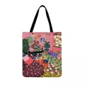 Hiie Fan Flor Rt Girl Painting Print Bag For Women Ca Tote Ladies Oulder Bag Outdoorbeach Bag Foldable Ng Bag