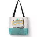 Eco En Tote Bag With Creative Cartoon Hio Print Women's Handbags Reusable Ng Totes Sol Oulder Bags