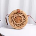 Handmade Wen Multicr Round Rattan Bag Bi Retro Hollow Oulder Bag Beach Travel Crossbody Bag Women Mini Circle Straw Bag