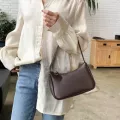 Soft Pu Leather Women Beige Underarm Bag Retro Solid Cr Ladies Baguette Handbags Design Girls Sml Oulder Bags