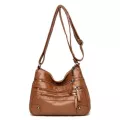 Women's Bag Soft Leather Handbag Double Zier Oulder Bag Mesger Bag Trend Multi-Pocet Bag Gray
