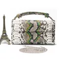 Xmesn Cow Leather Day Clutch One Oulder Cross-Body Bag Ostrich Pattern Genuine Leather Clutch Chain Women's Handbags