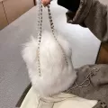 H Bag Women Winter New Luxury Designer Bucet Bag Cryst Handbag Chain Oulder Bag Fur Crossbody Phone Bag