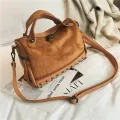 Herd Women -Handle Bags With Rivets Hi Quity Leather Fe Oulder Bag Large Vintage Motorcycle Tote Bags Sac