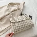 Plaid Pattern Handbag Totes Women Ca Pu Leather Oulder Se Fe Portable Travel Underarm -Handle Bag