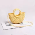 Mini Handmade Hollow Out Beach Bags Wea Bag Wood -Handle Handbags Ladies Round Straw Bags Moon Sd Wraed Bags