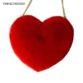 Women's Heart Sd F Fur Crossbody Wlet Se Chain Oulder Bag