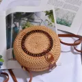 Round Straw Bags For Women Mmer New Bi Handmade Wen Rattan Bag Beach Travel Mini Crossbody Bag Boho Retro Hollow Handbags