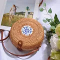 Round Straw Bags For Women Mmer New Bi Handmade Wen Rattan Bag Beach Travel Mini Crossbody Bag Boho Retro Hollow Handbags