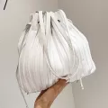 Oswego White Sml Pleated B Mouth Luxury Pu Leather Crossbody Bags For Women New Fe Oulder Mesger Bag Ladies