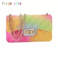 Bolsos Mujer Limited Hasp New Women Ladies Jelly Chain Bag Women's Rainbow Pvc Oulder Handbag Flap Single Versa Soft
