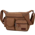 กระเป๋าสะพาย/Multi-pocket canvas men's shoulder bag fashion large-capacity tool bag casual one-shoulder diagonal bag