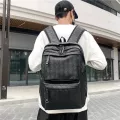 กระเป๋าเป้ผู้ชาย/Korean version of woven large capacity male backpack wild student school bag computer bag backpack