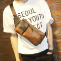 กระเป๋าคาดหน้าอก/Men's retro chest bag messenger bag sports small bag casual waist bag shoulder bag