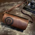 กระเป๋าสะพาย/Retro small cylinder bag men's art shoulder bag messenger bag