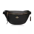 กระเป๋าคาดอกคาดเอว Coach แท้ หนังแท้ลาย Signature สายหนังแท้ปรับความยาวได้ ทรงยอดนิยม COACH 48741 BELT BAG IN SIGNATURE LEATHER Black