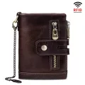 กระเป๋าสตางค์ผู้ชาย /Men's leather rfid anti-theft brushed leather wallet multi-card slot crazy horse leather retro wallet