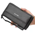 กระเป๋าสตางค์ผู้ชาย/Business casual large-capacity clutch bag lychee pattern multi-card position men's long wallet