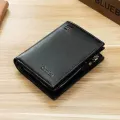 Korean Casual Men's Wallet Short Vertical Locomotive British Casual Multi-function Card Bag Zipper Buckle Triangle Folding