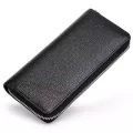 Luensro Men Wallet Leather Vintage Long Wallets Men 100% Genuine Leather Wallet Purse Zipper Card Holder Coin Purse For Iphone7s