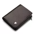 Williampolo Men's Trifold Wallet Genuine Leather Zipper Coin Pocket Purse For Men Business Short Wallet 3 Folds Design