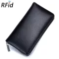 Genuine Cow Leather Women Wallet Standard Female Long Wallet Passport Rfid Multi Card Function Lady Large Card Bag Zipper Purse