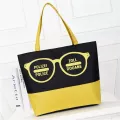 กระเป๋าสะพายข้างผู้หญิง/Korean version of printed canvas bag eco-friendly striped one-shoulder canvas bag