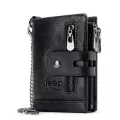 Cowhide Genuine Leather Men Wlet Cn Se Sml Mini Card Holder Chain Portfolio Portomonee Me Wet Pocet Chain