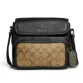 กระเป๋าสะพาย COACH แท้ รุ่นหรู รุ่นใหม่ Coated Canvas ลาย Signature COACH CC032 Sullivan Flap Crossbody In Blocked Signature Canvas Khaki Charcoal