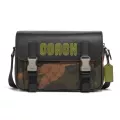 กระเป๋าสะพาย COACH แท้ Coated Canvas ลาย Signature รุ่นใหม่ COACH CC018 Men Track Crossbody In Signature Canvas With Camo Print And Coach Patch Olive