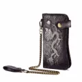 Cattle Me Organiz Leather Design Dargon Checbo Iron Chain Wlet Se Clutch Handbag 1088-D